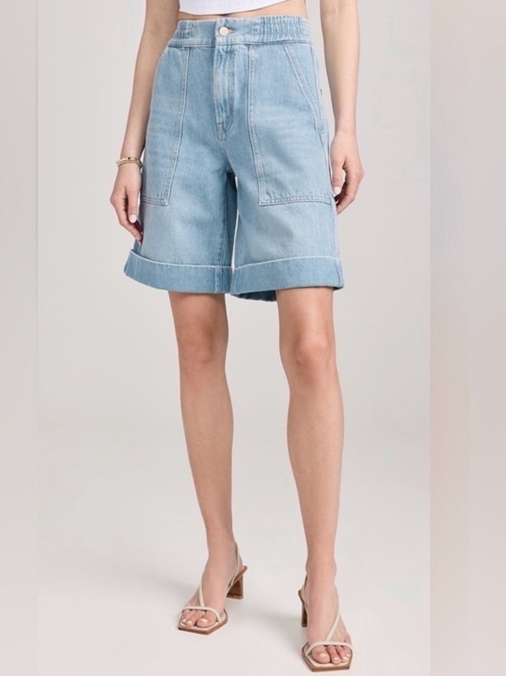 MOTHER The Tasty Utility Cuff Short- Sweet and Sour- 26- Light Wash- MSRP $258